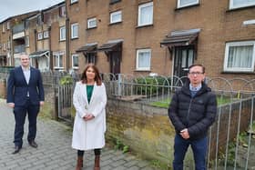 Sinéad McLaughlin MLA with Councillors Martin Reilly and Sean Mooney.