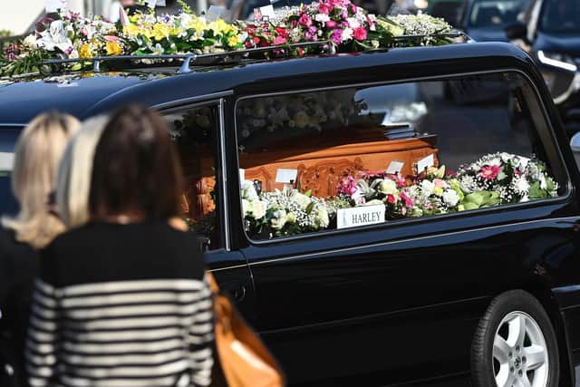 Mourners at the funeral of Samantha Willis on Monday.