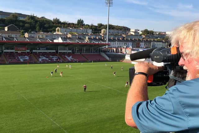 Legendary cameraman Albert Kirk keeps an eye on the action during last season's highly successful Derry GAA streaming service which is set to be repeated for the 2021 Club Championship.
