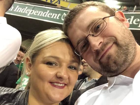 Samantha and Josh Willis supporting Ireland at the Aviva Stadium.
