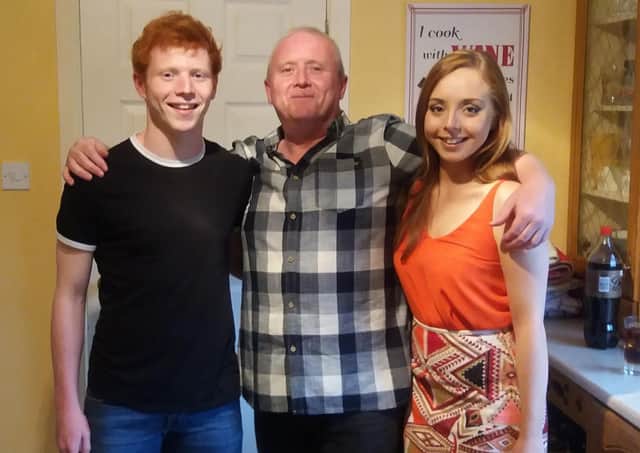 Emmett O'Hara with his father Dominic and sister Aimee.