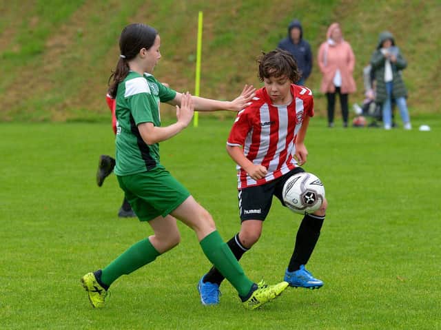 Action from Foyle Harps v Tristar Colts in the Anthony Martin Memorial Tournament at Magee pitches