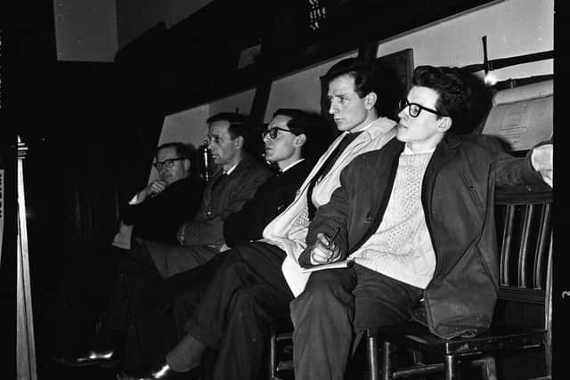 1965... Fionnbarra at a meeting of Derry Corporation's housing committee.