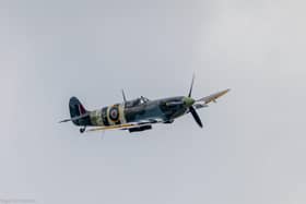 A Spitfire from the Battle of Britain Memorial Flight performed a flypast during an event to remember the crew of a WW2 Beaufort Bomber which crashed outside Ballykelly in 1942.