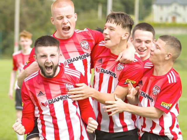 Derry City's U17 forward Callum Gillen has scored three goals this campaign for Mo Mahon and Donal O'Brien's young charges who reached the midway part of the season unbeaten. Photographs by The Jungleview