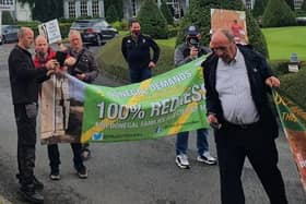 Campaigners pictured outside a hotel in Cavan at the Fianna Fail 'think in'