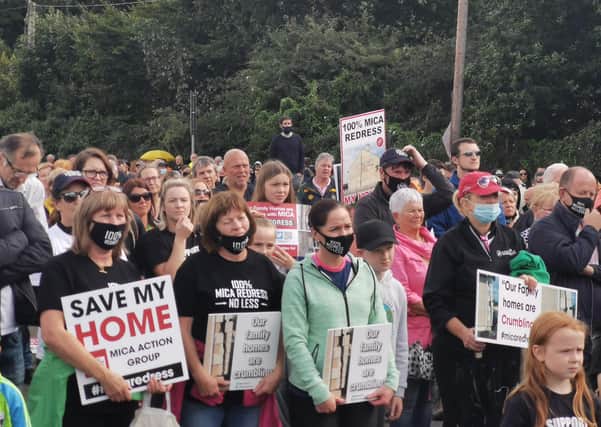 A small section of the large crowd who attended the protest in Lifford on Saturday.
