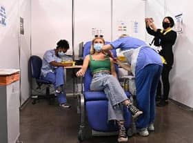 Danielle McElroy (aged 17) who was the last person to receive the vaccine at the SSE Arena.