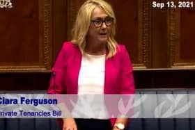 Ciara Ferguson MLA making her maiden speech in Stormont.