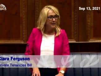 Ciara Ferguson MLA making her maiden speech in Stormont.