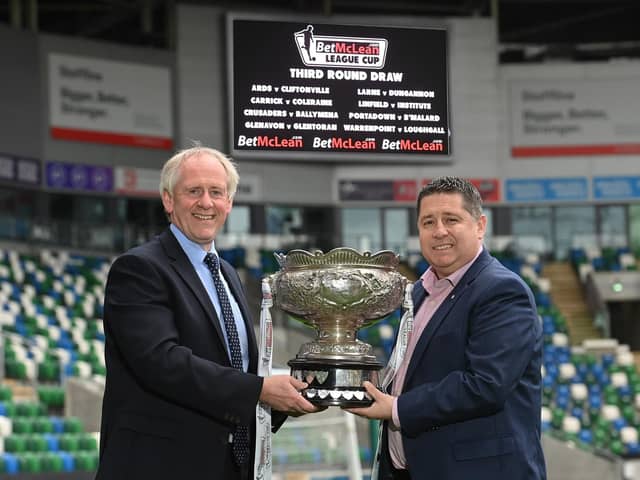 Paul McLean (BetMcLean) and Gerard Lawlor (NI Football League) completed the draw for the BetMcLean League Cup third round