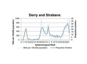 A chart tracking the positivity rate in Derry/Strabane.