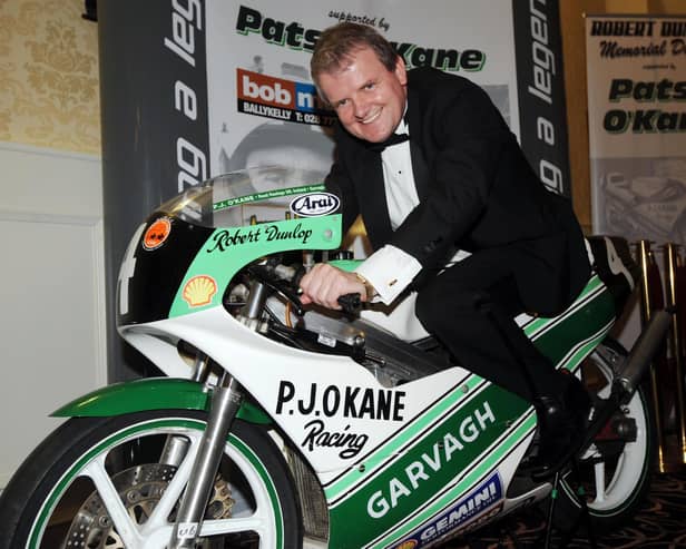 Bob Mullan with the 125cc PJ O'Kane Honda raced by Robert Dunlop that he bought during a tribute night held in memory of the Ballymoney road racing legend in 2008.