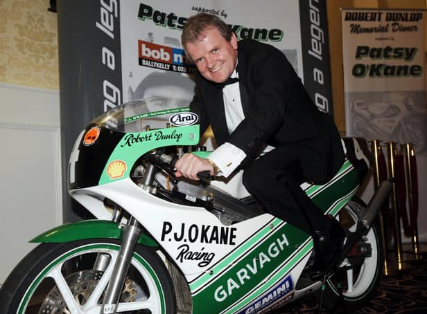Bob Mullan with the 125cc PJ O'Kane Honda raced by Robert Dunlop that he bought during a tribute night held in memory of the Ballymoney road racing legend in 2008.