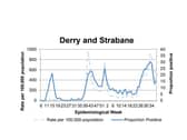 A chart tracking the positivity rate in Derry/Strabane.