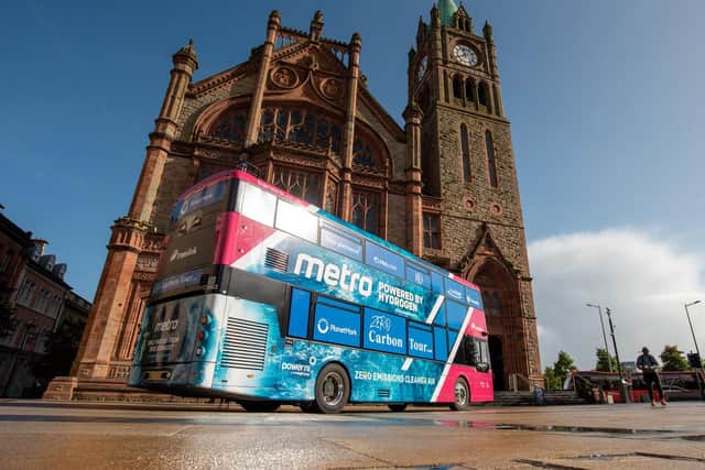The Zero Carbon Bus Tour made a Maiden City pit stop this week.