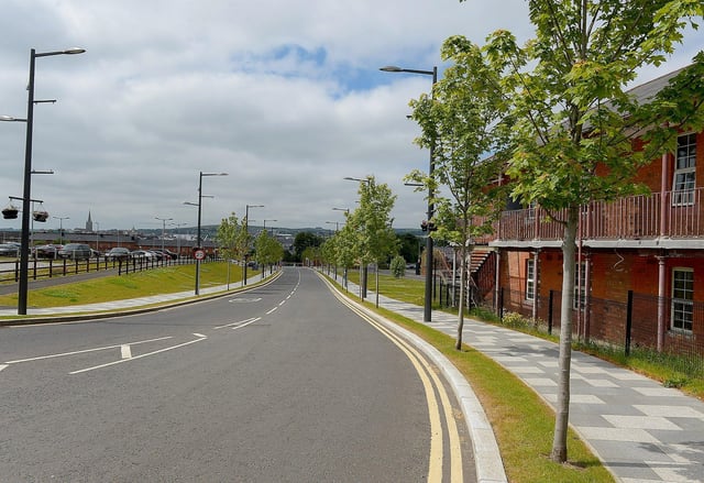 Limavady Road entrance to Ebrington Square. DER2126GS - 111