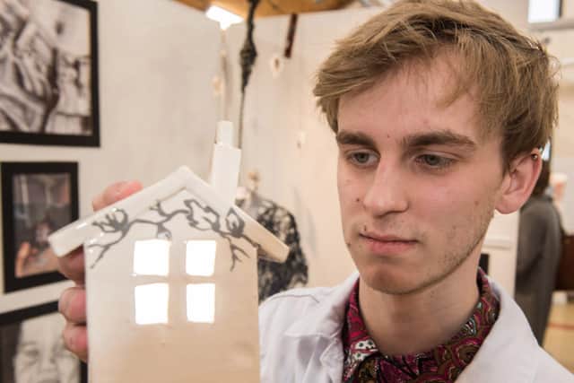 Conor McLaughlin, NWRC Foundation Diploma Studies in Art and Design Graduate, showcases his work when he was a student at the college. (Pic Martin McKeown).