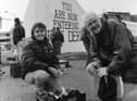 Martha O’Neill, producer of Bogwoman, consults with director Tom Collins during filming of the feature film in Derry.