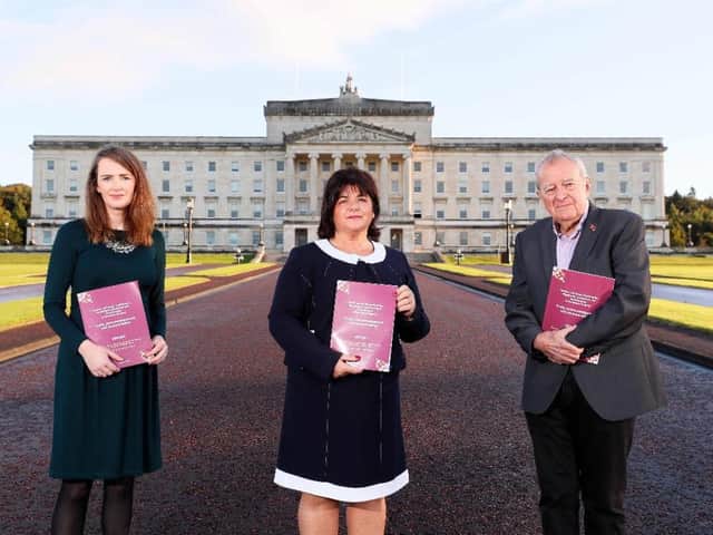From left, Dr. Maeve O’Rourke, Deirdre Mahon and Professor Phil Scraton.
