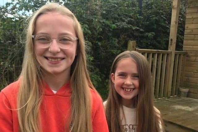 Aoife and Cara Morris who are donating their hair to the Little Princess Trust.