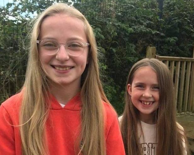 Aoife and Cara Morris who are donating their hair to the Little Princess Trust.