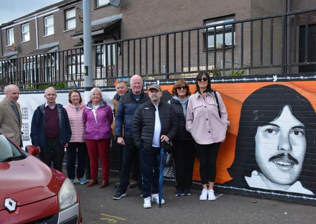 Families of hunger strikers Kieran Doherty and Raymond McCreesh at the new mural.