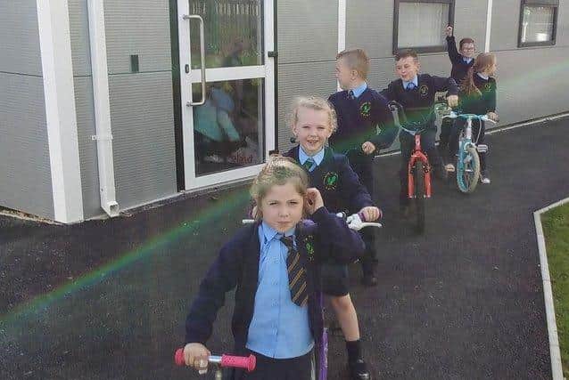 Pupils of Gaelscoil na Daróige cycled and scooted to school in their droves during Bike to School Week.