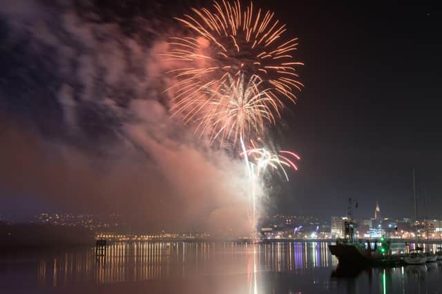 The fireworks display over the River Foyle in Derry which is one of the highlights of the Halloween festival in the city. Picture Martin McKeown. Inpresspics.com. 31.10.18