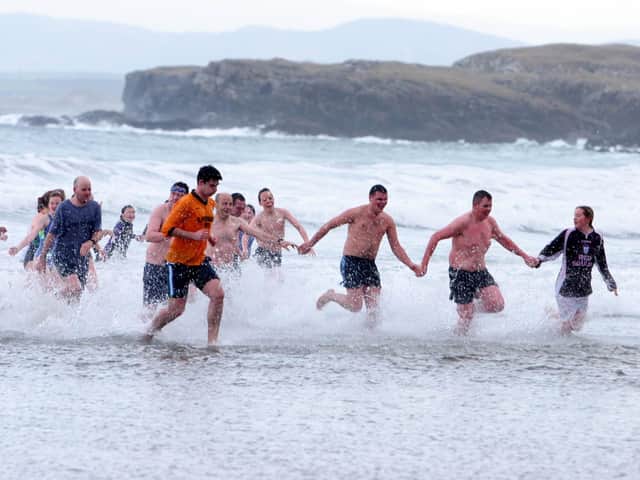 Winter swimmers at Marble Hill.