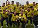 Fox Lodge celebrate their historic North West Senior Cup victory over Newbuildings. (Photo: Lawrence Moore)