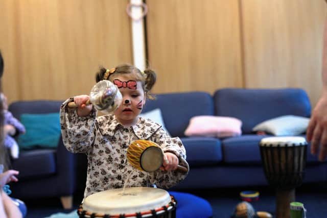 Banging on the drum was a favourite from the toddlers who attended.