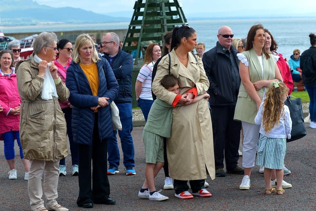 Some of the attendance at the Annual Blessing of the Greencastle fishing fleet, in the village, on Friday afternoon last. Photo: George Sweeney.  DER2231GS – 065