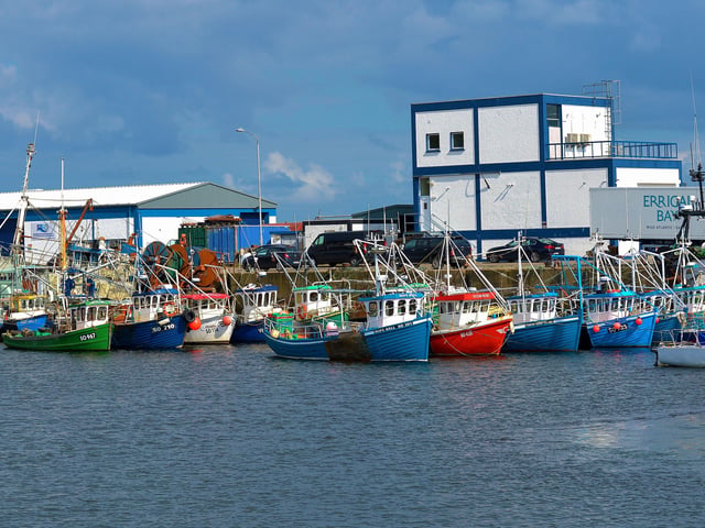 Some boats from the Greencastle fishing fleet that were blessed by Fr Patrick O’Hagan PP and the Rev Aland McCracken, during the annual service on Friday afternoon last. Photo: George Sweeney.  DER2231GS – 068