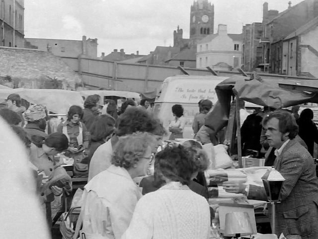 Saturday street market at Foyle Street in the early 1970s.
