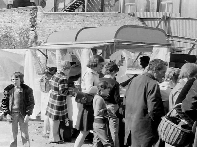 Saturday street market at Foyle Street in the early 1970s.