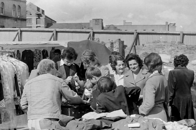 Saturday street market at Foyle Street in the early 1970s.