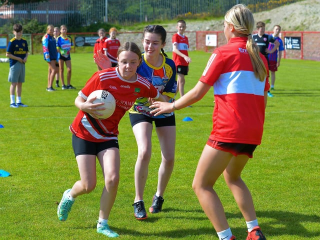 Putting skills into practice at the Sean Dolan’s Cul Camp held on Tuesday last. Photo: George Sweeney. DER2232GS – 016