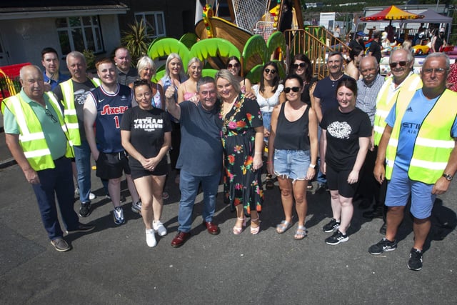 LEAFAIR SUMMER FUN DAY. . . . .The Mayor Sandra Duffy pictured with Peter McDonnell, staff and volunteers at Thursday's Leafair Summer Fun Day. (Photos: Jim McCafferty Photography)