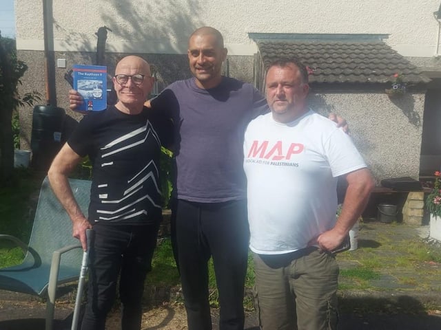 Eamonn McCann, ‘Lowkey’ and Gary Donnelly in Cromore.