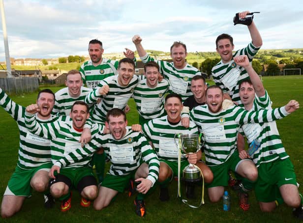 The victorious Top of the Hill Celtic team celebrate their 2015 Pat Harkin Summer Cup victory.