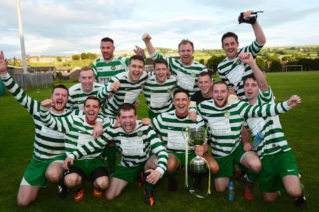The victorious Top of the Hill Celtic team celebrate their 2015 Pat Harkin Summer Cup victory.