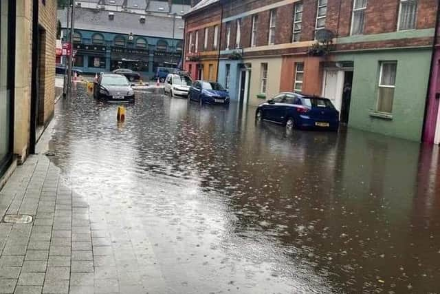 Recent surface water flooding at Baronet Street off the Strand Road.