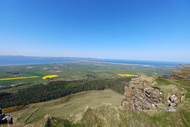 Clear views of Magilligan, Lough Foyle and Inishowen from the peak.
