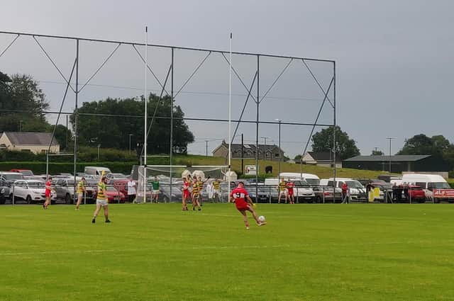 Drumsurn's Shea Murray slots over a first half free against Glenullin in Sunday's Intermediate Championship, Group A encounter.