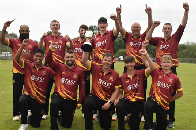 Bready celebrate winning the Eric Cooke Cup after defeating Burndennett. Picture by Lawrence Moore