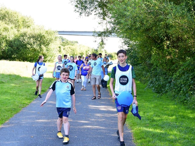 Niall leading the way from the Bay Road playing fields to the Peace Bridge.