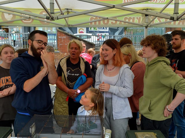 Local viewing a pet rat, from Kidz Farm, at the Wan Big Street Party held in Creggan on Monday afternoon. Photo: George Sweeney. DER2233GS – 022