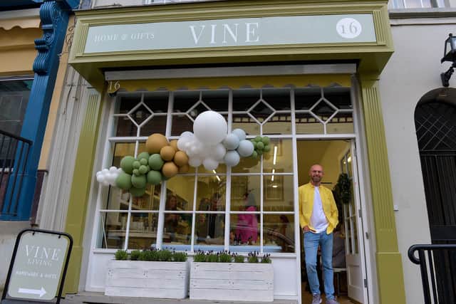 Conor Irvine, proprietor, pictured outside the newly opened Vine Home and Gifts, 16 Shipquay Street, Derry. Photo: George Sweeney.  DER2217GS – 110