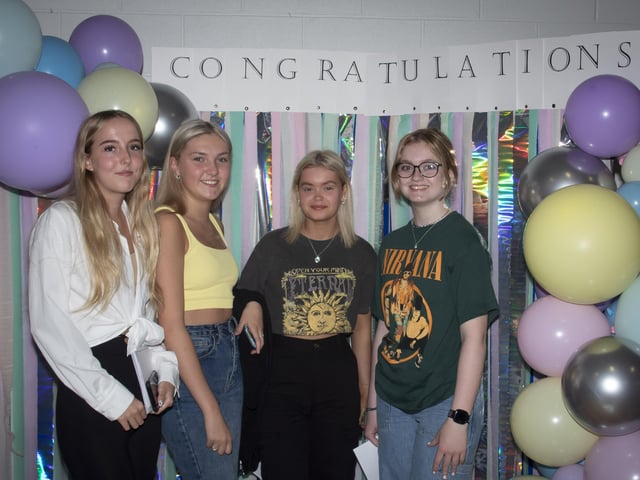 Happy St. Maryâ€TMs A Level students Ellie Semerdzhieva, Maebh Oâ€TMSullivan, Eanna Doherty and Leah McCool pictured on Thursday morning.